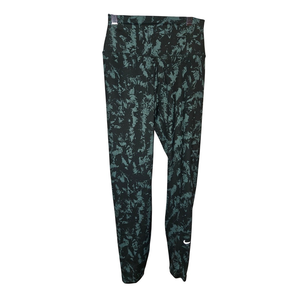 Nike‎ Women's Dri-FIT Leggings Black Teal Abstract Print Athletic Pants